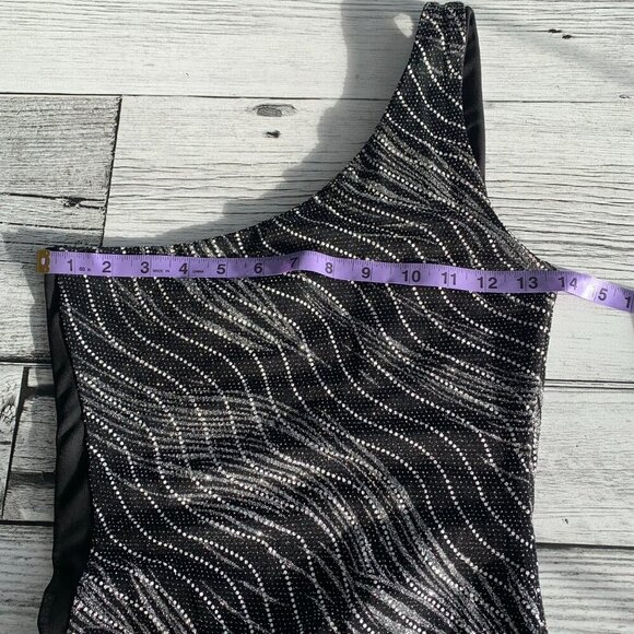 Vintage 90s Y2K One Shoulder Asymmetric High Low Hem Metallic Maxi Dress - Picture 13 of 16